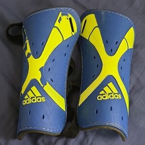 adidas Blue and Neon Yellow Soccer Shin Guards